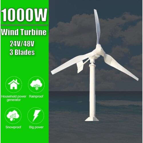 Free Energy 1000W 24V 48V 3 Blades Windmill Wind Turbine Generator For Home Street Lamps Monitoring Boat Use