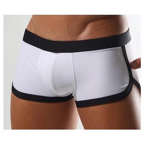 Mens underwear Mens low-waisted white cotton boxer shorts tight underwear pure color sexy shorts underwear