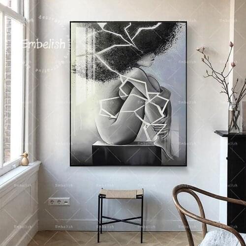 Embelish 1 Pieces Black And White Nude Woman Portrait Wall Posters For Living Room HD Print Canvas Painting Home Decor Posters