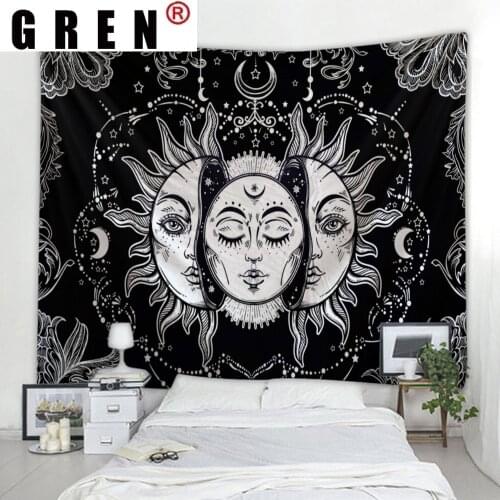 GREN Tapestry Mandala Face Wall Rugs Wall Hanging Fabric Mural Background Cloth Towel Beach Fabric Blanket Dorm Living Home Deco