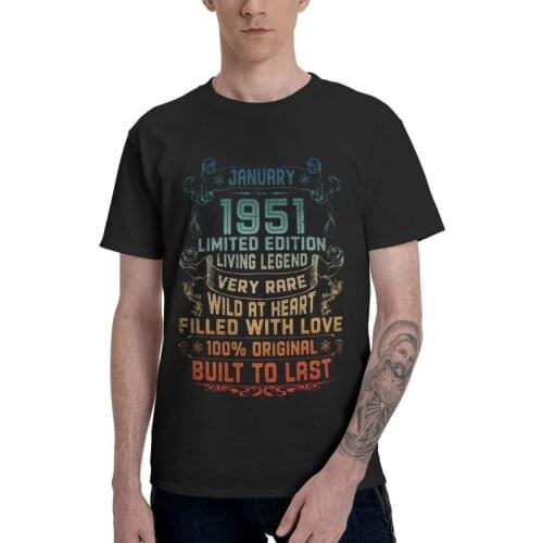 Vintage January 1951 Tshirt Men Streetwear Tee Top 100% Cotton T Shirt Short Sleeve 70th 70 Years Old Birthday Gift T-shirt Gift
