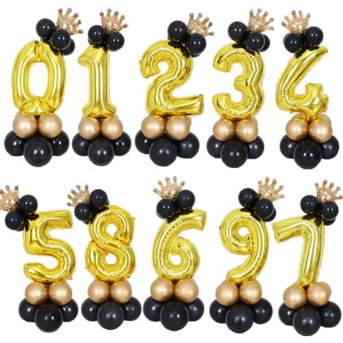 32 Inch Gold Number Balloons 1 2 3 4 5 8 Number Digit Helium Foil Ballon Baby Shower Birthday Party Wedding Decor Balls Supplies