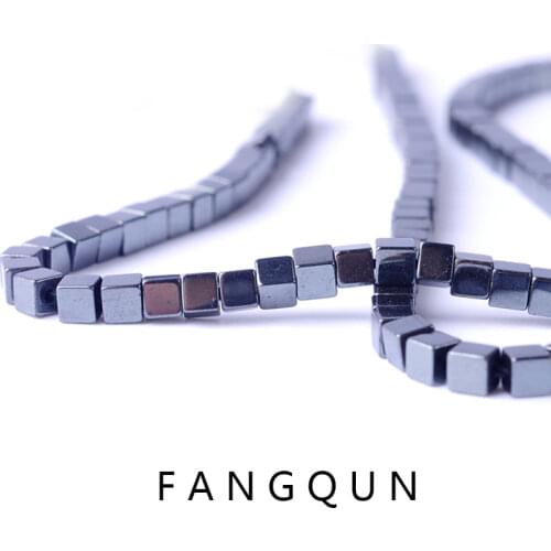 1pack/lot Natural stone High quality 3/4mm Bright Square shape Loose Beads Hematite beads DIY Necklace Bracelet Jewelry Making