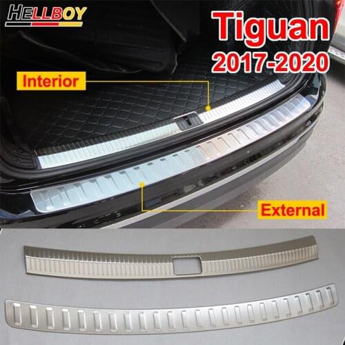 Stainless Steel Car Rear Bumper Protector Guard For VW Tiguan 2020 2019 2018 2017 MK2 Trunk Sill Trim Plates Cover Accessories