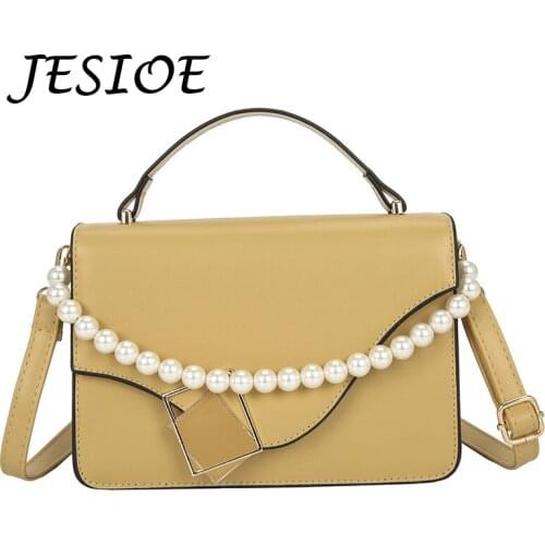 Female Leather Fashion Shoulder Bag Ladies Pearl Messenger Bag Luxury Designer Bag for Women Chain Bag Purse Phone Crossbody Bag