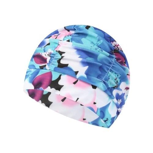 2019 Women Swimming Cap Swim Pool Beach Protect Ears Hair Fabric Printed Bathing Hat For Girls Long Hair Lady Swim Cap