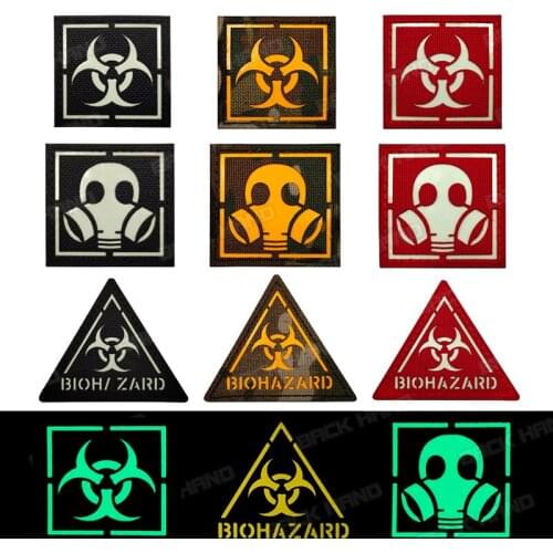 1 Pc Reflective Patch Triangle Gas Mask Armband Badge Military Combat Combat Hook Loop Backpack Hat Applique Costume DIY