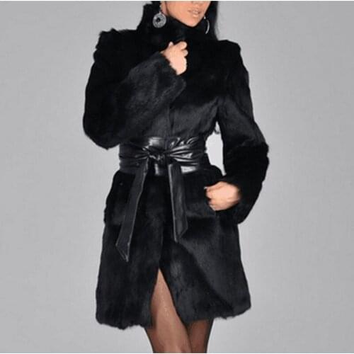 Women Winter Warm Fluffy Mink Coat Faux Fur Long European and American Womens Mid Length Belt High Quality Teddy 2021 New Trend