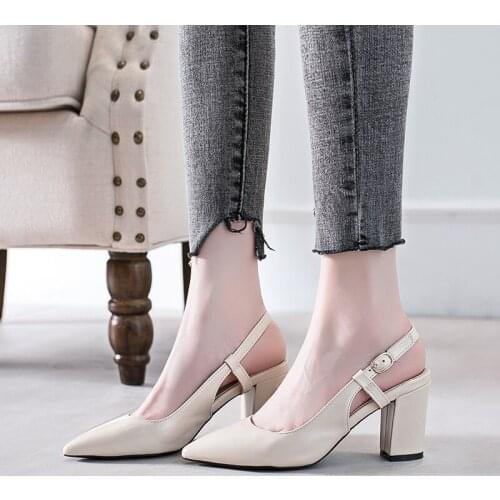 Princess Style Slingback Fashion Nude Shoe Sandals Red Sexy High heels Women Pumps Office Lady Solid Pointed Toe Root U18-75