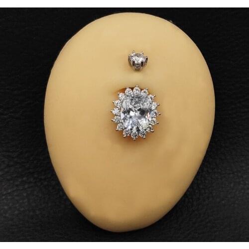 925 sterling silver Belly button Piercing navel Rings Clear CZ Navel Rings for Women