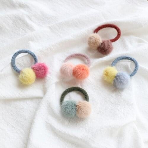 1PCS New Cute Candy Colored Hairball Princess Headwear Kids Elastic Hair Bands Children Ropes Girls Accessories Baby Headdress