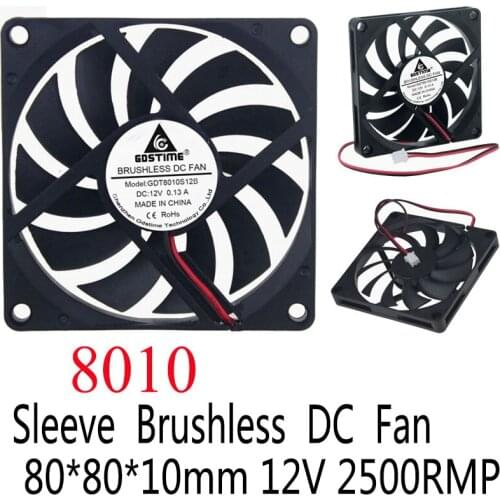 10PCS Gdstime DC 12V 8cm 80*80*10mm axial 2 Wire PC Case 80mm x 10mm 8010 3 inch Heatsink Motor Cooler Cooling Fan