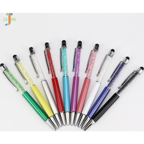 100pcs/lot Mutlti Function Diamond Crystal 2 In 1 Capacitive Touch Stylus Ball Pen for IPhone HTC Samsung PC Tablet Wholesale