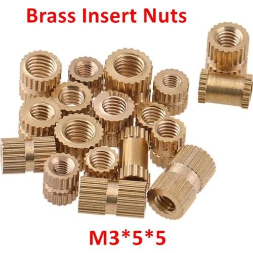 100pcs M3*5*5 Brass Thread Insert Nut / Copper Injection Nuts OD=5mm M3*5