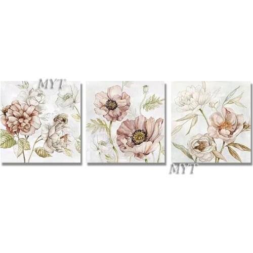 3PCS Abstract Flower Oil Painting Art Unframed Wall Decoration Artwork Group Canvas Floral Pictures Paintings Artwork For Hotel