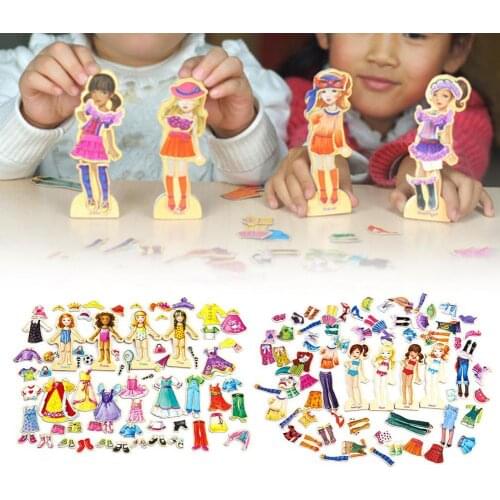 63Pcs/Set Educational Magnetic Wooden DIY Puzzle Jigsaw Kids Development Toy Parent-Child Interactive Game Toys