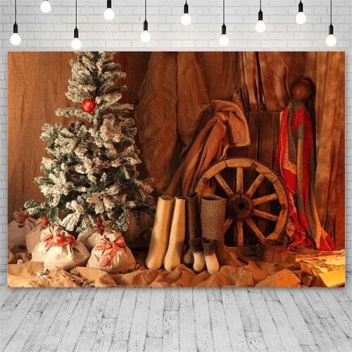 Avezano Christmas Tree Backdrops Winter Boot Wheels Gift Board Bell Decor Banners Photography Background Photo Studio Photozone