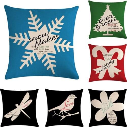 Cartoon Letter Cushion Cover for Sofa Home Decorative Throw Pillow Case Cotton Linen Couple Pillowcase Capa Almofada