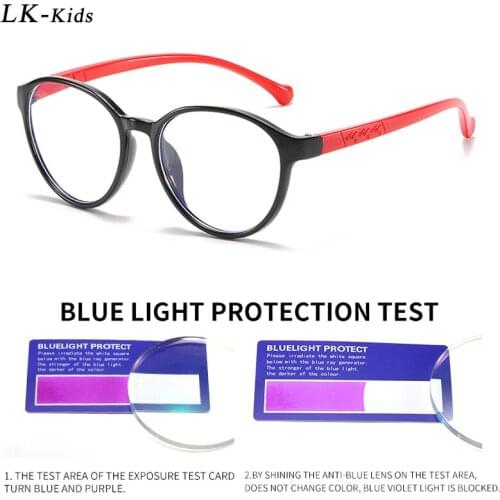 LongKeeper Kids Round Anti Blue Light Blocking Glasses Frame Boys Girls Computer Eyeglasses Childrens Transparent Oculos UV400
