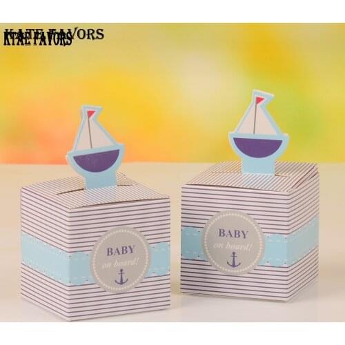 Hot "Baby on Board!" Pop-Up Sailboat Favor Box Baby Shower Candy Boxes Gift Packaging Chocolate Boxes Wedding Favors Boxes