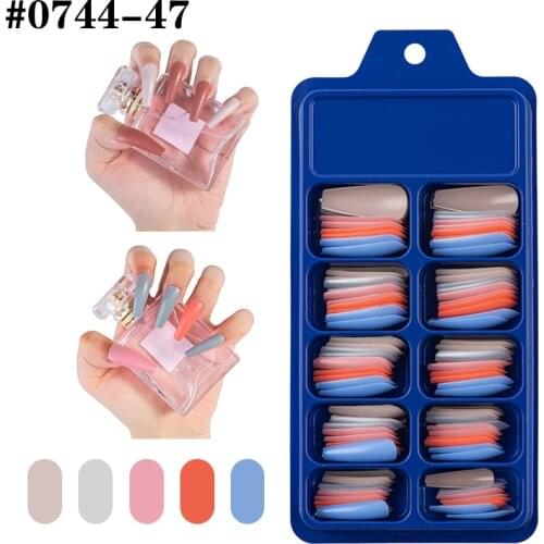 100pcs European Style Coffin Color Matching Fake Nail Design Solid Color Full Coverage Fake Nails Artificial Nail Applique Art