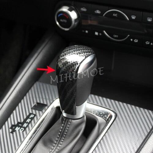 Gear Shift Knob Lever Trims For Mazda CX-5 AT 2017 2018 2019 2020 CX5 KF Carbon Fiber Interior Decoration Accessories