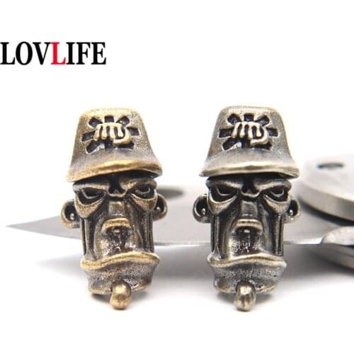 Brass Fist Baseball Cap Beads for Jewelry Making DIY Keychain Lanyard Hanging Accessories Copper Paracord Beads EDC Outdoor Tool