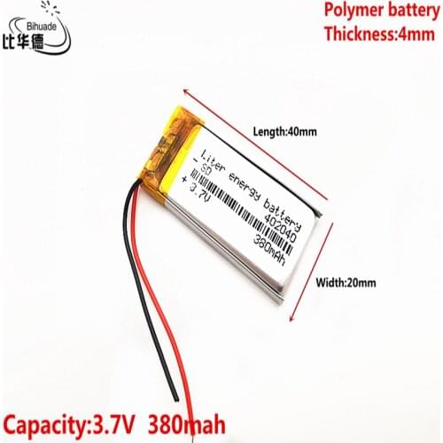 3.7V,380mAH,402040 Polymer lithium ion / Li-ion battery for TOY,POWER BANK,GPS,mp3,mp4,cell phone,speaker