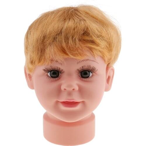 7.2 inch Tall Baby Boy Mannequin Manikin Head Stand Model with Wig for Kids Child Sun Glasses Hat Cap Display