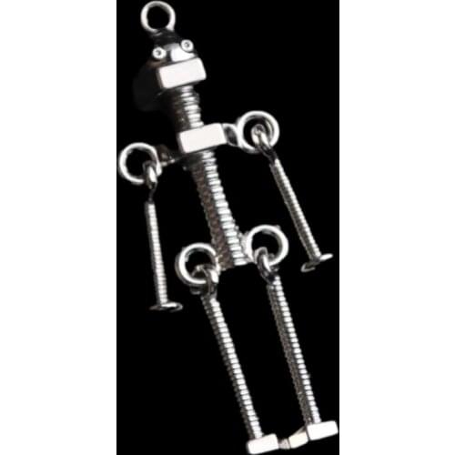 4pcs Silver Plated Hip-hop Style Screw Man Metal Pendant DIY Charm Necklace Sweater Chain Jewelry Crafts Making M572