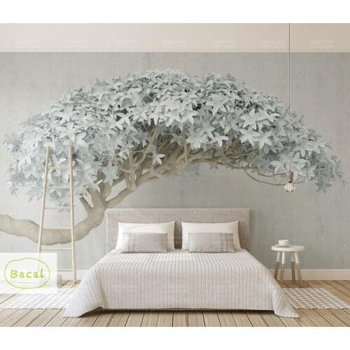 Bacal Custom White Flower Big Tree Photo mural Wallpaper 3D Living Room Bedding Room Landscape Wall Decoration Wall paper 5D
