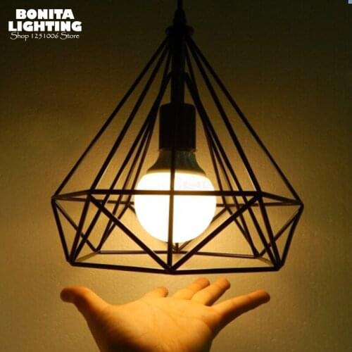 Nordic hanging lamps vintage loft Diamond cage Iron cord pendant lamp Industry pendant lamp led dinning room