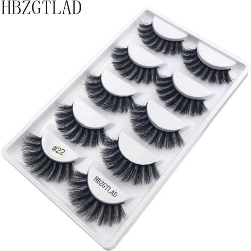 NEW 5 pairs 100% Real Mink Eyelashes 3D Natural False Eyelashes 3d Mink Lashes Soft Eyelash Extension Makeup Kit Cilios