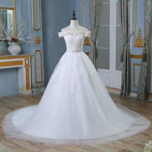 Ｎew Ball Gown Bridal Dress 2021 Elegant Off The Shoulder Wedding Dresses For Women Tulle Princess Wedding Gowns Vestido De Noiva