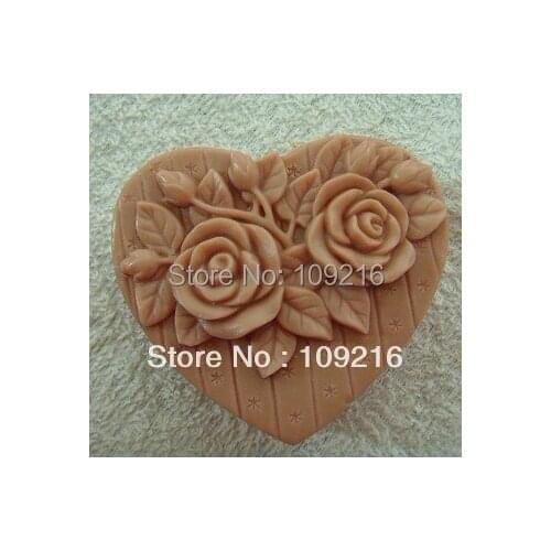 Wholesale!!!1pcs Heart-shaped Rose (ZX251) Silicone Handmade Soap Mold Crafts DIY Mold