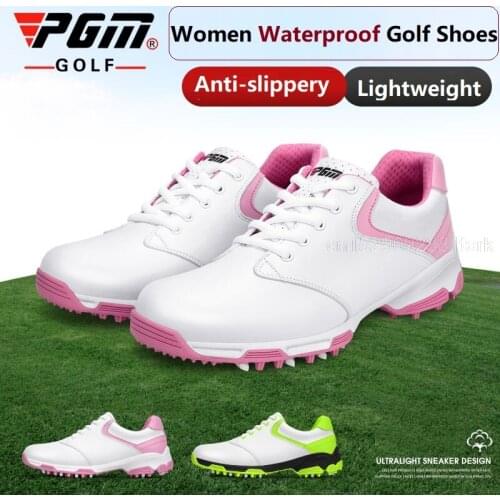 Pgm Waterproof Golf Shoes Women Outdoor Spikes Golf Sneakers Ladies Sport Golfing Shoes Lightweight Soft Athletic Sneaker
