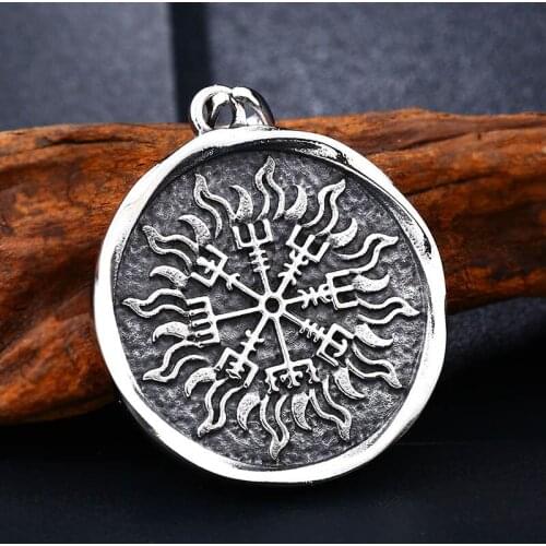 Sun Wheel Black Sun pendant Stainless Steel Viking Amulet Norse necklace Germanic Necklace for man Gifts