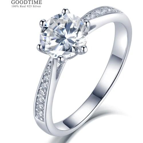 Luxury Women Wedding Ring Pure 100% 925 Sterling Silver Shine Moissanite Ring Anniversary Valentines Jewelry Gift For Lover
