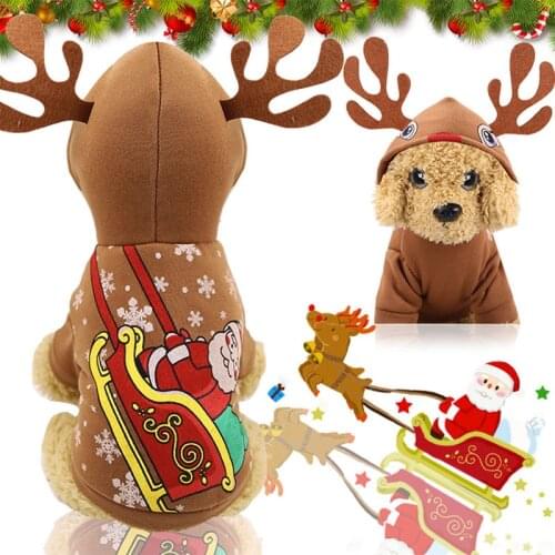 Christmas Dog Clothes Santa Claus Xmas Tree Printed Pet Clothing New Year Festive Puppy Costume Chihuahua Pet Vest Shirt