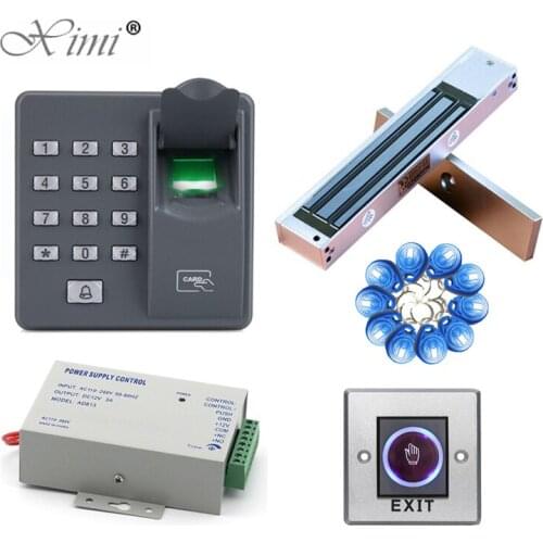 X6 Standalone Fingerprint Access Control System RFID Access Control Kit With Power Supply&Magnetic Lock&Infrared Exit Button