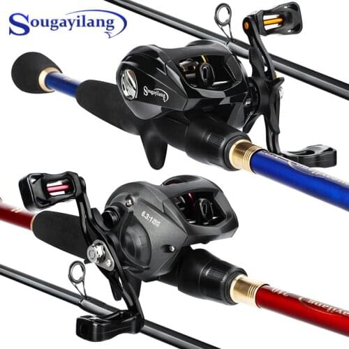 Sougayilang 1.8M-2.4M Telescopic Portable Casting Rod 12+1 BB 6.3:1 Baitcasting Reel Set Carbon Fiber Fishing Rod Combo