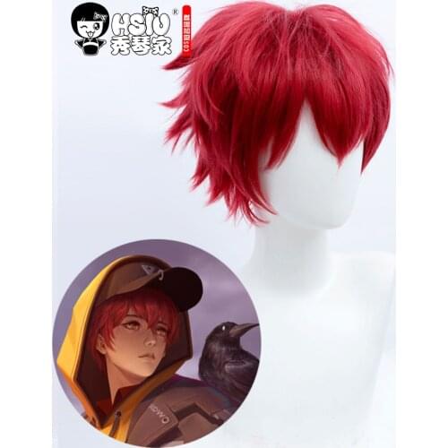 HSIU Game King of Glory cosplay Game skin Liu Bei cosplay wig Short red hair