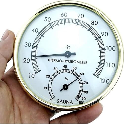 Sauna Thermometer Metal Dial Hygrometer Humidity Temperature Measurement Meter Indoor Room Accessory
