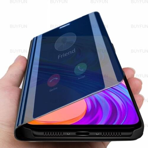 For Realme 8 Pro 6.4'' Smart Mirror Magnetic Stand Book Phone Case for realme 8 7 pro realmy c21 c11 c15 shockproof bumper cover