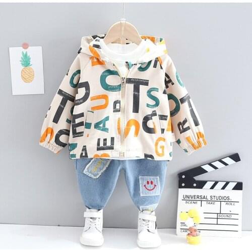 Spring 2021 Childrens Sportswear Boys Girls Hoodie Letter Zipper Jacket T-shirt Pants 2pcs/Set of Baby Sportswear