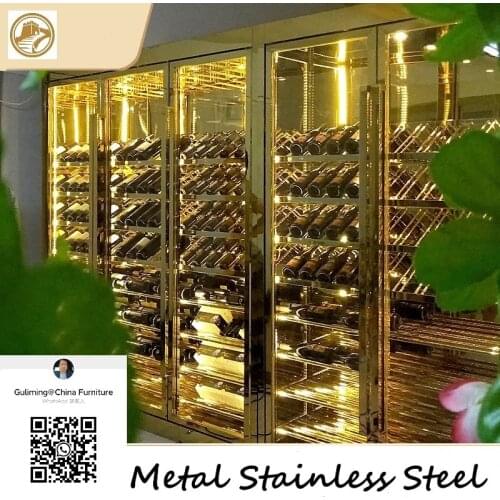 Stainless steel wine cabinet wine rack villa home refrigerated wine cabinet custom wine kiln winery display rack SUS 304
