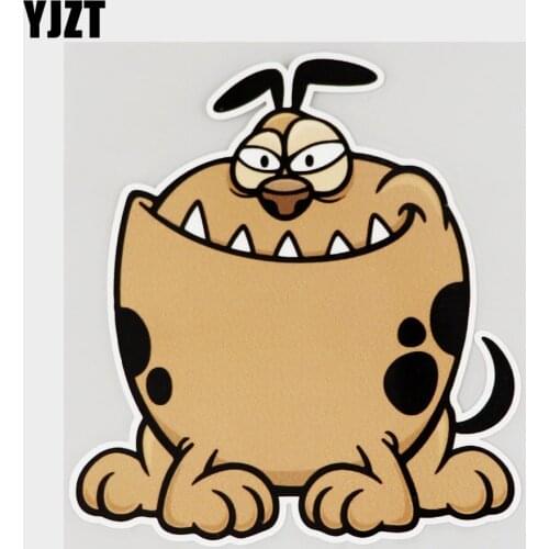 YJZT 12.5CM×13.7CM Funny Dog Smile Lovely Decal PVC Car Sticker 11C-0179
