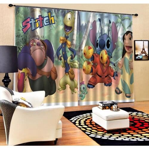 Blackout Curtains Lilo and Stitch Cute Thermal Insulated Darkening Window Drapes for Bedroom Living Room Home Decor kids Gift