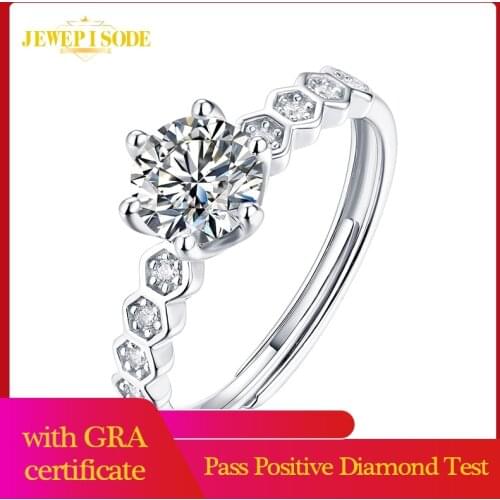 Jewepisode Charms 0.5ct -3ct Moissanite Wedding Engagement Rings 100% Real 925 Sterling Silver Fine Jewelry Ring Wholesale Gift