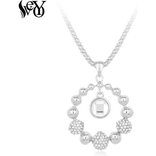 VEYO Classic Crystal Circular Hollow Owl Pendant Necklace Pendants Long Chain Necklace for Woman High Quality